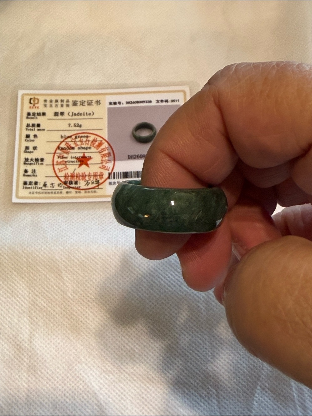 100% Natural Jadeite Jade Type A Jade Deep Green Polished Dome Unisex Band